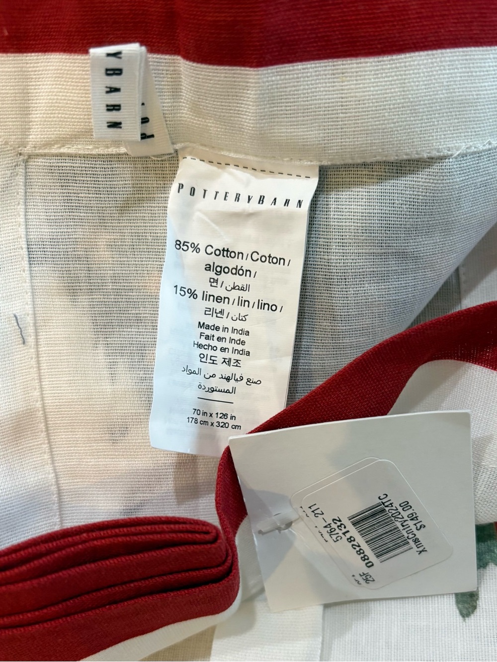 POTTERY BARN CHRISTMAS IN THE COUNTRY 70"  X  126" TABLECLOTH NEW NWT RTL $149- - Picture 3 of 3